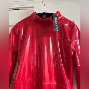 OOPS I did it again Boohoo red pleather cat suit. Great for Halloween! Size US6
